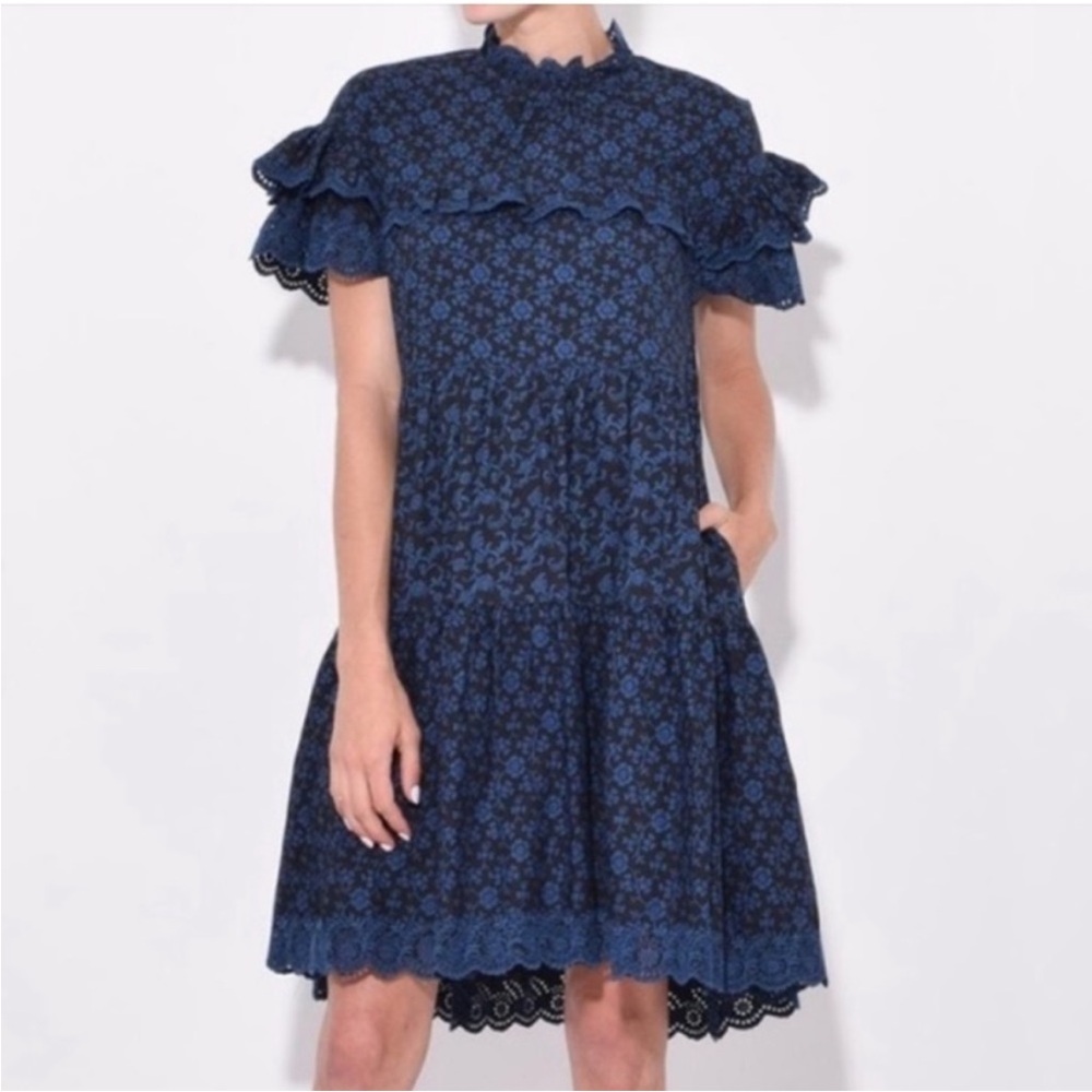 Ulla Johnson Leonie Floral Tiered Ruffle Dress w Pockets Sz 2 w MEASUREMENTS